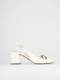 Décolleté e slingback tacco 6cm pelle bianco