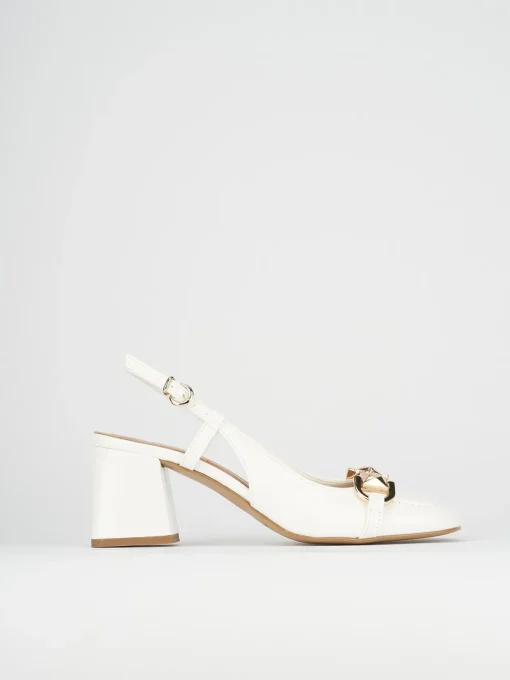 Décolleté e slingback tacco 6cm pelle bianco