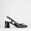 Décolleté e slingback tacco 6cm vernice nero