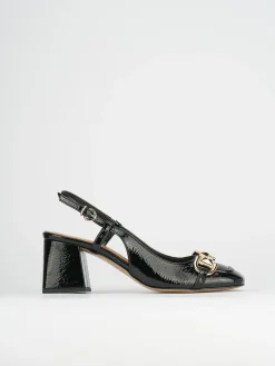 Décolleté e slingback tacco 6cm vernice nero