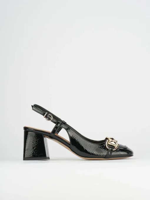 Décolleté e slingback tacco 6cm vernice nero