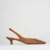 Décolleté e slingback tacco 5cm pelle marrone