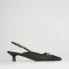 Décolleté e slingback tacco 5cm pelle nero