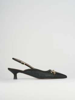 Décolleté e slingback tacco 5cm pelle nero