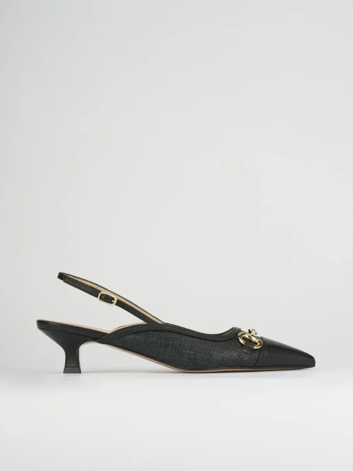 Décolleté e slingback tacco 5cm pelle nero