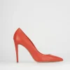 Décolleté e slingback tacco 10cm pelle arancio