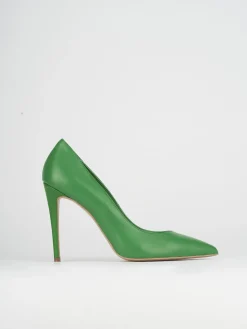 Décolleté e slingback tacco 10cm pelle verde