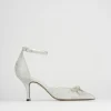 Décolleté e slingback tacco 7cm glitter argento