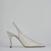 Décolleté e slingback tacco 9cm vernice bianco