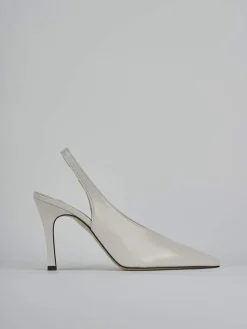 Décolleté e slingback tacco 9cm vernice bianco
