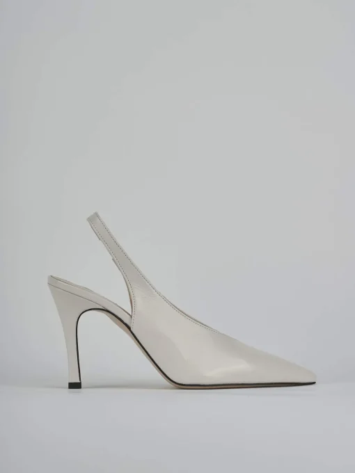 Décolleté e slingback tacco 9cm vernice bianco