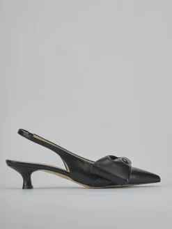 Décolleté e slingback tacco 4cm pelle nero
