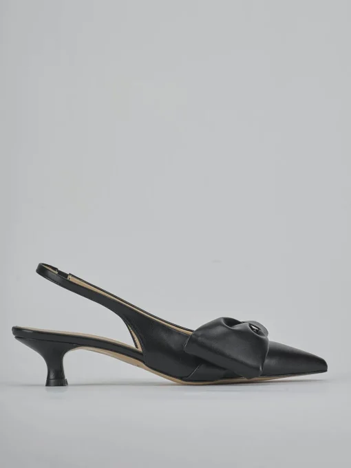 Décolleté e slingback tacco 4cm pelle nero