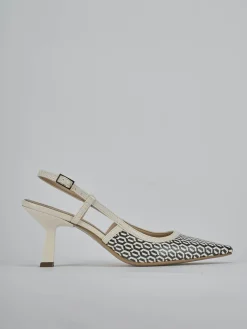 Décolleté e slingback tacco 7cm vernice bianco