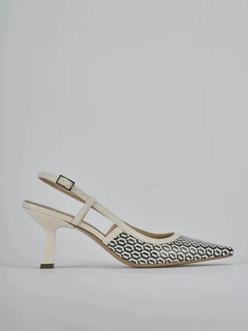 Décolleté e slingback tacco 7cm vernice bianco