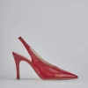 Décolleté e slingback tacco 9cm vernice rosso