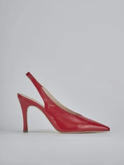Décolleté e slingback tacco 9cm vernice rosso