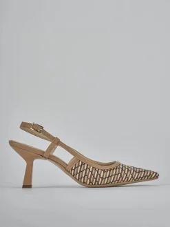 Décolleté e slingback tacco 7cm pelle beige