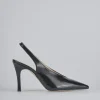 Décolleté e slingback tacco 9cm vernice nero