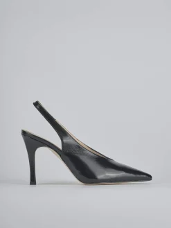 Décolleté e slingback tacco 9cm vernice nero