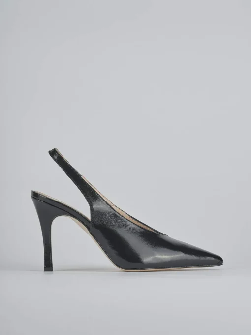 Décolleté e slingback tacco 9cm vernice nero