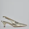 Décolleté e slingback tacco 4cm laminato oro