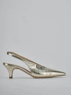 Décolleté e slingback tacco 4cm laminato oro
