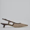 Décolleté e slingback tacco 4cm pelle marrone
