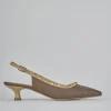 Décolleté e slingback tacco 4cm pelle marrone