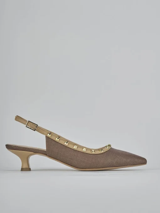 Décolleté e slingback tacco 4cm pelle marrone