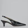 Décolleté e slingback tacco 4cm vernice nero
