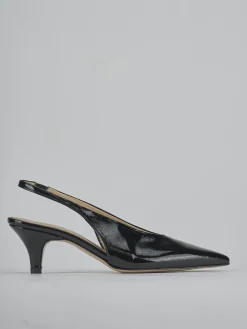 Décolleté e slingback tacco 4cm vernice nero