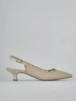 Décolleté e slingback tacco 4cm pelle beige