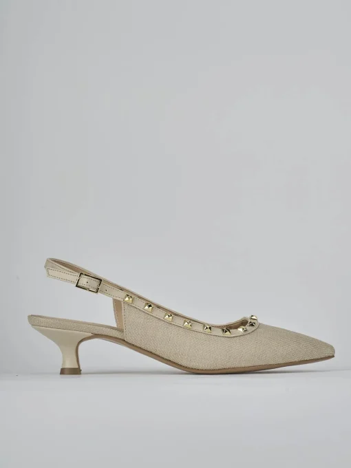 Décolleté e slingback tacco 4cm pelle beige