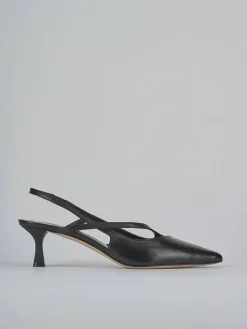 Décolleté e slingback tacco 5cm pelle nero
