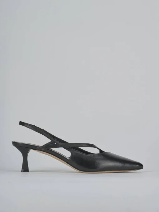 Décolleté e slingback tacco 5cm pelle nero