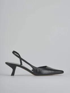 Décolleté e slingback tacco 5cm pelle nero