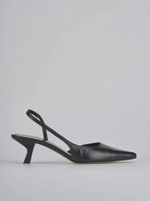 Décolleté e slingback tacco 5cm pelle nero