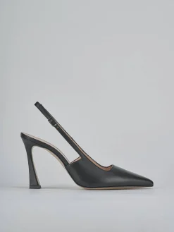 Décolleté e slingback tacco 9cm pelle nero
