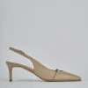 Décolleté e slingback tacco 7cm pelle marrone