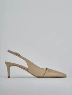 Décolleté e slingback tacco 7cm pelle marrone