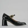 Décolleté e slingback tacco 6cm vernice nero