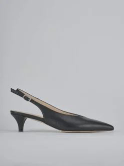 Décolleté e slingback tacco 5cm pelle nero