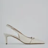Décolleté e slingback tacco 7cm pelle bianco