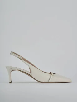 Décolleté e slingback tacco 7cm pelle bianco