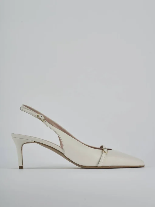 Décolleté e slingback tacco 7cm pelle bianco