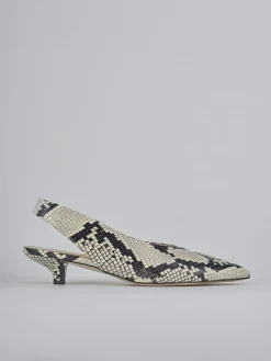 Décolleté e slingback tacco 4cm pitone beige
