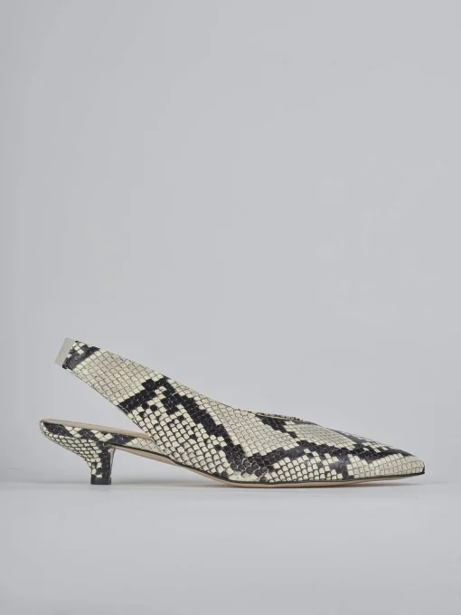 Décolleté e slingback tacco 4cm pitone beige