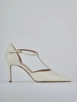 Décolleté e slingback tacco 7cm pelle bianco