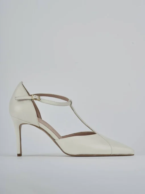 Décolleté e slingback tacco 7cm pelle bianco